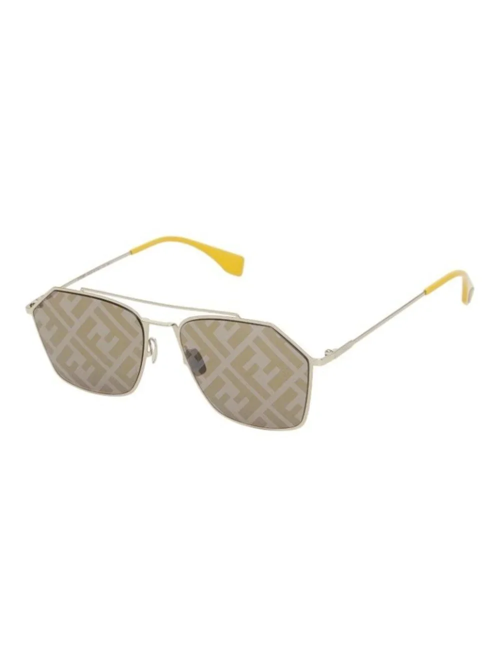 Fendi Zucca Sunglasses S Brown Yellow Gold Acetate Plated Eyewear